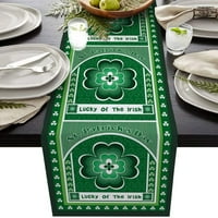Miirene Creative St. Patrick Day Polyester Cotton Printed Table Flag Decations