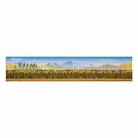Селски пейзаж със слънчогледи и планински панорама масивна бегачка за декорация на сватбена партия декорация на кухня декорация