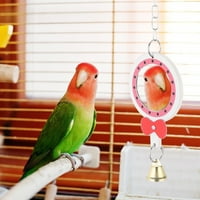 Тебру люлееща се висяща кожена огледална играчка с звънец за аксесоар за украса на птици, огледало за птици, играчка за висяне на птици
