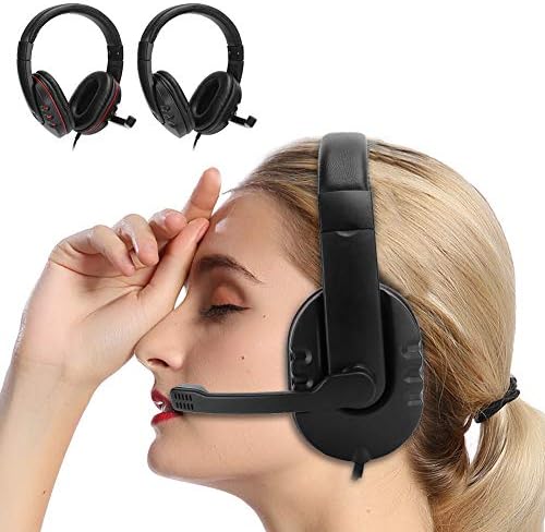 Детска слушалки Estink, Инсталиране на главата Детска слушалки с микрофон, Разъемная слушалки 3.5 мм, Качество стереозвука, Подходящ за Playstation 4, Xbox One и в PC (черно + червен