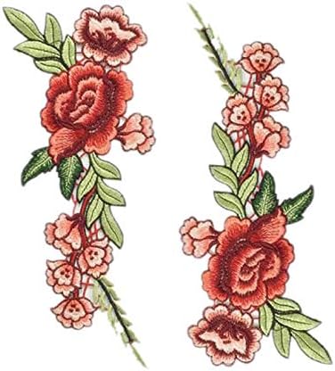 TENNER.Лондон комплект от 2 големи ивици с бродерия в формата на цветя Залепете желязо или пришейте Бродирана Мотив за Прехвърляне на Рози Апликация във формата на цве