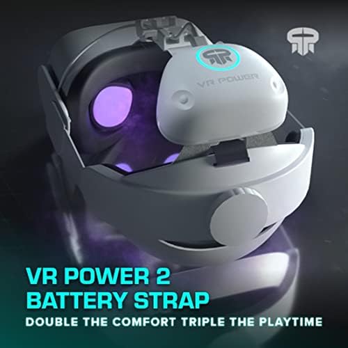 Rebuff Reality VR Power 2 с каишка на главата си - Най-издръжливи батерии за Oculus Quest 2 / Meta Quest 2, 10000 ма = 8 часа възпроизвеждане и 10 часа стрийминг - Балансиране подобрява комфорта н