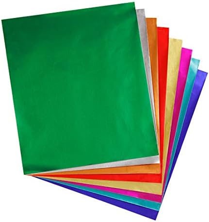 Хартиени листа от метално фолио Hygloss Products - 8 Различни цвята, 8 1/2 x 10 инча, 24 на Лист