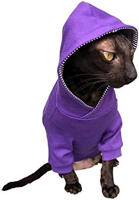Hoody с качулка Kotomoda Sphynx Cat ' s Лилаво Облекло за Голите Котки Без козина