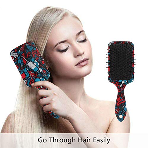 Четка за коса на въздушна възглавница Vipsk, Пластмасови Цветни Тапети от духове къща, Подходящ за добър масаж и Антистатични разнищване на Косата, подходящ за суха и