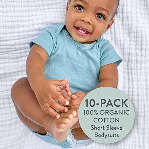 HonestBaby унисекс-детски Боди от Органичен Памук с къс ръкав в 10 опаковки