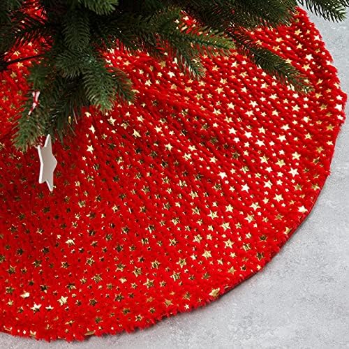 Поли за Коледно HUIJIE - Къс Плюшен Пола във вид на Елхи 90 см, 122 см, Украса за Коледната Елха с принтом Бели и Червени