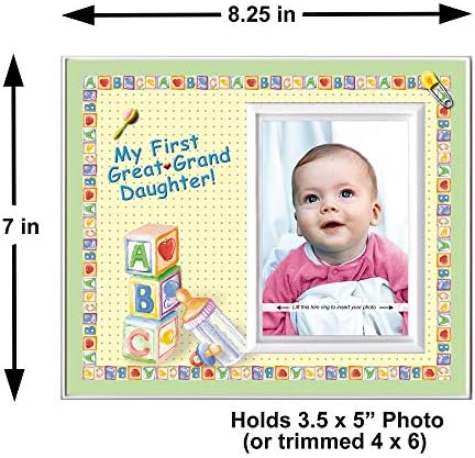 Рамка за снимки от първата ми правнучки | Подаръци за нови прабаби и дядовци | Рамка за обяви за раждане на детето | Фоторамка с Размер на 8,25 х 7 инча | с Капацитет сним?