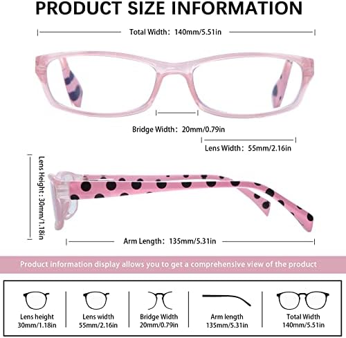 Дамски очила за четене MAEOWN, 5 опаковки, блокиране на синя светлина за четене от компютър, подобряват замъглено виждане,