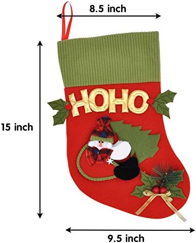 JOYIN 4 Опаковки 18-инчови Коледни Чорапи, Големи 3D Сладки Коледни Чорапи с Снеговиком и Дядо Коледа за Коледа Семейни Празнични Партита