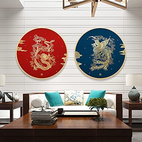 TWDYC Китайски Комплекти за бродерия на кръстат бод Комплекти за бродерия Бродерия Дракон и Феникс със злато и богати принтованными