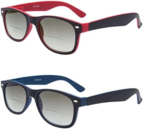 CLEVER BEAR 2 Опаковки Бифокальных Слънчеви Очила за Четене за Мъже И Жени, Слънчеви Очила с UV400 Пружинным тръба на шарнирна