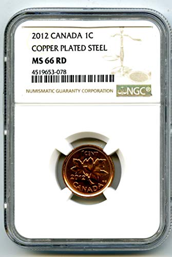 2012 Кралския Монетен двор на Канада Канада Нова Кафява Етикет От стомана С мед покритие Последната година на издаване Цент MS66 NGC