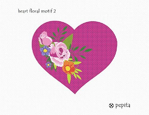комплект за бродиране pepita: Цветен Мотив във формата на Сърце 2, 10 x 7