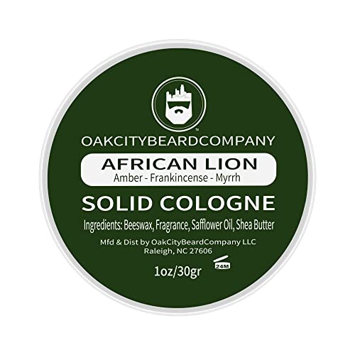 Oak City Beard Company - Африканският лъв - Твърди кьолн - 1 унция - Амбра - Тамян - смирна - пачули - Екзотична