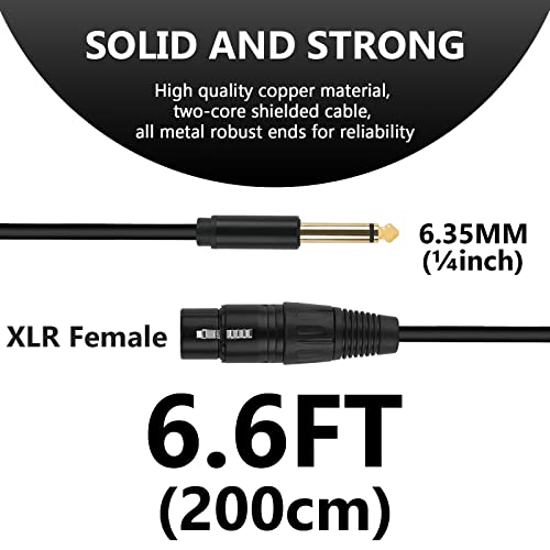 GEEKRIA for Създателите 6,35 мм (1/4 инча) до гнездовому микрофонному кабел XLR 6,6 фута / 200 cm, съвместим с балансным