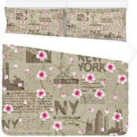 Комплект за спално бельо New York Twin Size Duvet Cover с калъфка за декорация на дома за спално бельо