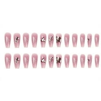 Кристална захар розови фалшиви нокти с висококачествен смолен материал за опитни хора да тренират умения за изкуство на ноктите