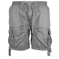 Лъжичка мъжки еластични талии с теглене на много джоба памучни товарни къси панталони cjs-