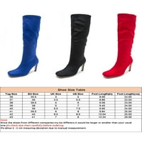 Rotosw жени обувки квадратни пръсти Зимни ботуши Stiletto Heel Boot Дами дамски модни коляни високо синьо 9