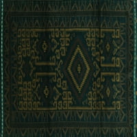 Ahgly Company Machine Pashable Indoor Square Persian Turquoise Blue Traditional Area Cugs, 8 'квадрат