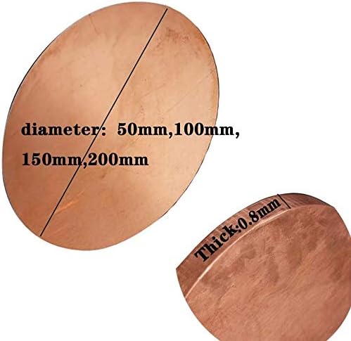 Латунная плоча UMKY Медни листа метална плоча Суровини Кръгла плоча Дебелина на уплътнения (0,8 мм) Метално фолио (Размер: