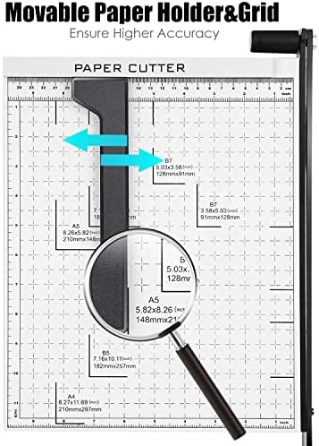 Тежкотоварни нож за хартия формат А4-В7, Гилотина Машинка за подстригване с дължина 12 инча за рязане на хартия метална основа