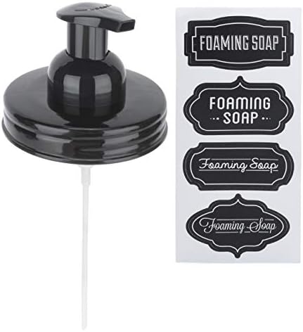 Jarmazing Products Капак за опаковка пенящегося сапун в буркани Mason с широко гърло - за всички бутилки с широко гърло! Черно - 1 опаковка