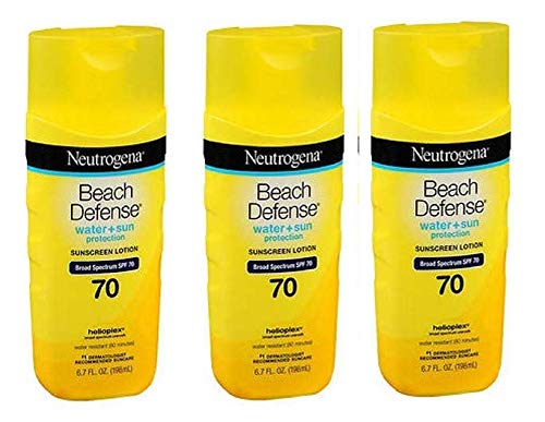 Neutrogena Beach Defense 3 Опаковки Водоустойчив слънцезащитен лосион за тяло с широк спектър на действие SPF 70, безмасляный