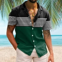 Мъже непринудени къси ръкави пролет лято въртене на врата 3d отпечатани ризи Модни топ блудни ризи Бутон мъжки дрехи солидни ризи Корейска мода