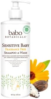 Шампоан и сапун Babo Растителни Baby Sensitive без ароматизатори 2 в 1 - с натурален овесена протеин, масло от шеа и какао