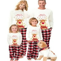 Коледни пижами за семейни лосове букви с дълъг ръкав върхове карирани панталони, съвпадащи за сън