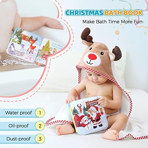 Коледна Бебешка хавлиена кърпа с качулка от Бамбук Newchin, Меки Кърпи за баня, Детски Комплект с Рудолф за Бебета, Деца,