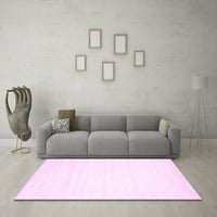 Ahgly Company Indoor Rectangle Solid Pink Modern Area Rugs, 2 '4'