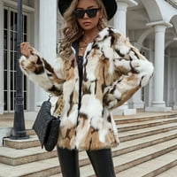 fvwitlyh черно кожено яке жени нови жени ежедневни топли зимни дълги ревера леопардова печат палто