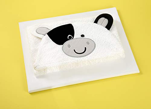 Кърпа с качулка от органичен Памучен плат JN & LULU за бебета и малки деца, идеален за бани, плажа, басейна (Крава)