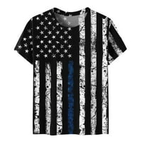 B91XZ Жени американски флаг ризи T отпечатани върхове Разделяне на флорални ежедневни блуза ръкав Кръг