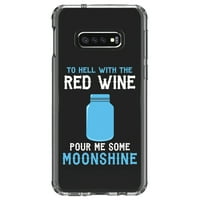 DistrentInk Clear Shockproof Hybrid Case за Samsung Galaxy S10e - TPU Bumper Acrylic Back Tempered Glass Protector - по дяволите с червено вино, изсипете ме луна