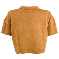 Хора дамски оранжев хедър с къс ръкав с яка размера на блузата: l