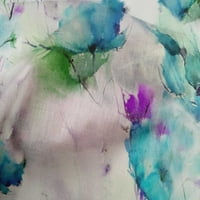 OneOone Cotton Cambric Fabric Flower Watercolor Print Fabric край двора
