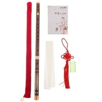 Кафява бамбукова флейта с аксесоари китайски традиционен музикален инструмент