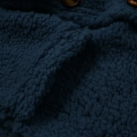 Мишувоти зимни палта за жени жени ежедневни плюс размер плюшени пуловерни джобове за връхни дрехи Кардиган палто тъмно синьо XL