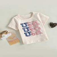 Bagilaanoe 4-ти юли малко дете бебе момиче тениска rompers звездни ивици букви печат с къс ръкав боди 3t 4t 5t деца тийнейджъри за Деня на независимостта