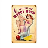 Ralph Burch RB In. Happy Hour Vintage Metal Sign