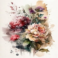 Шепнещи венчелистчета - флорално акварелно платно стеново изкуство